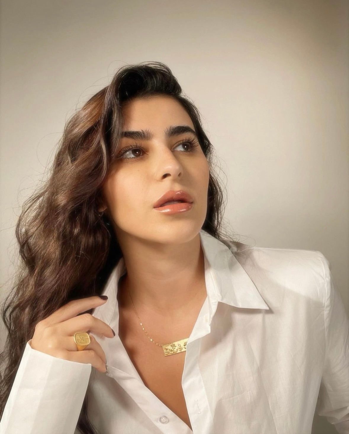 Dima Sheikhly wearing the Garden of Eden Necklace and Palm Tree Ring